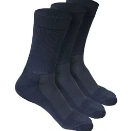 Heelium Unisex Navy Blue Pack of 3 Odour-Free Breathable Bamboo Crew Length Socks-57