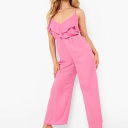 Boohoo Pink Ruffled Basic Jumpsuit-image-8