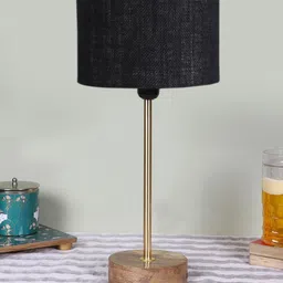 Devansh Black Wooden Cylinderical Table Lamps-13