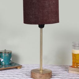 Devansh Brown Wooden Cylinderical Table Lamps-15