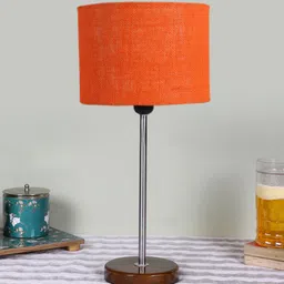 Devansh Orange Wooden & Cotton Cylinder Contemporary Table Lamp-image-63