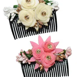 Krelin Women Set Of 2 Embellished Floral Plastic Comb Pins-43