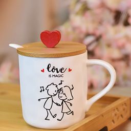 Giftii White & Black Printed Ceramic Matte Mug 350 ml-14