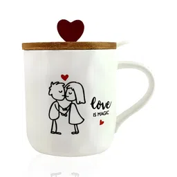Giftii White & Black Printed Ceramic Glossy Mugs 350 ML-31