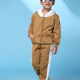 Ameeha Boys Hooded Long Sleeves T-shirt With Trousers-image-71