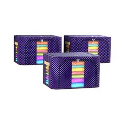 Kuber Industries Blue & White 3 Pieces Printed Regular Waterproof Drawer Organisers-50