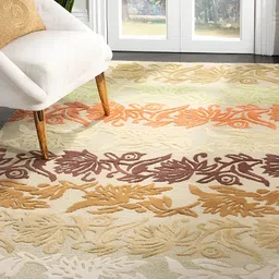 Asad Emporium Rugs Beige & White Traditional Hand-Tufted Woollen Carpet-21