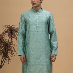 NEUDIS Mandarin Collar Woven Design Sequinned Jacquard Kurta-picture-14