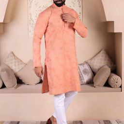 Lightpole Floral Printed Mandarin Collar Straight Cotton Kurta-image-1