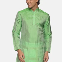 Sethukrishna Men Green Geometric Printed Kurta-image-64