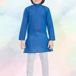 SHIWAM ETHNIX Boys Band Collar Long Sleeves Cotton Straight Kurta-image-2