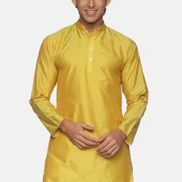 Sethukrishna Men Yellow Solid A-line Kurta-34