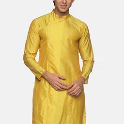 Sethukrishna Men Yellow Solid Kurta-image-95