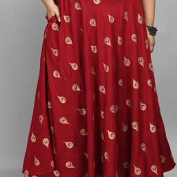 PrettyPlus by Desinoor.com Foil-Printed Flared Maxi Skirt-image-20