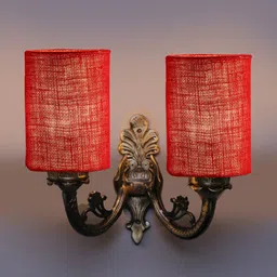Devansh Maroon Textured Antique Wall Lamp With Jute Shade-29