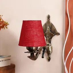 Devansh Red Antique Jute Conical Shade Wall Lamp-20