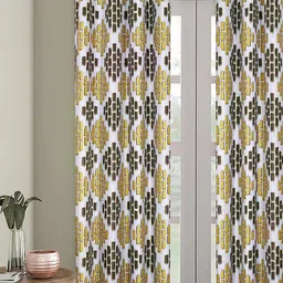 ROMEE Silver-Toned & Mustard Geometric Room Darkening Door Curtain-image-85