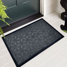 LUXEHOME INTERNATION Grey & Black Star Rubber Coir Anti Slip Doormat-56
