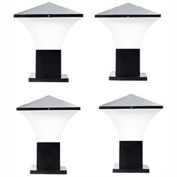 Areezo 4-pcs Black & White Outdoor Gate Lamps-12