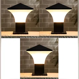 Areezo 3-pcs Black & White Outdoor Gate Lamps-6