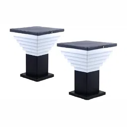 Areezo 2-pcs White & Black Textured Outdoor Gate Lamps-7