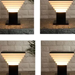 Areezo 4-pcs Black & White Outdoor Waterproof Gate Lamps-16