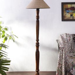 Devansh Beige & Brown Jute & Wooden Floor Lamp-picture-5