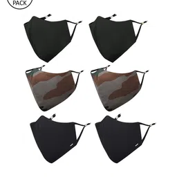 MASQ Men Pack of 6 Reusable 3-Ply Adjustable Anti-Pollution Pure Cotton Cloth Masks-41