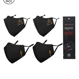 MASQ Men Pack Of 4 Black 4-Ply Reusable Pure Cotton Cloth Face Masks-26