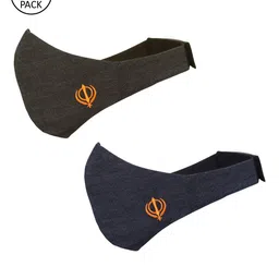 MASQ Men Pack Of 2 Blue & Grey Solid 4-Ply Pure Cotton Protective Outdoor Masks-21
