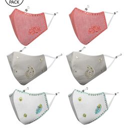 MASQ Women Pack of 6 Embellished 4-Ply Reusable Pure Cotton Cloth Masks-33