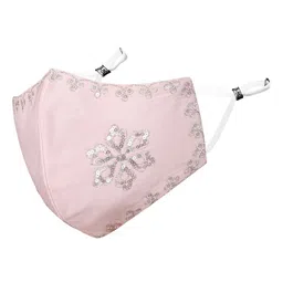 MASQ Pink Sequinned 4-Ply Adjustable Reusable Outdoor Cloth Mask-image-4