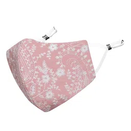 MASQ Pink & White Embroidered 4-Ply Reusable Anti-Pollution Cloth Mask-23