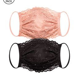 Daffodils GIRLS WEAR Women Set Of 2 Embellished 4-Ply Reusable Lace Cloth Masks-43