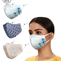 MASQ Pack of 3 Embroidered 4-Ply Reusable Anti-Pollution Cloth Masks-48