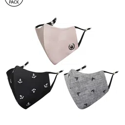 MASQ Women Pack Of 3 Self-Design Pure Cotton 4-Ply Outdoor Cloth Masks-38