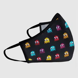 Soxytoes Black & Blue Pacman Printed 4-Ply Pure Cotton Reusable Cloth Mask with Filter-image-72