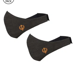 MASQ Men Pack Of 2 Black Solid 3-Ply Pure Cotton Adjustable Cloth Masks-11