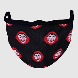Soxytoes Black & Red Money Heist 4-Ply Pure Cotton Reusable Cloth Mask with Filter-picture-25