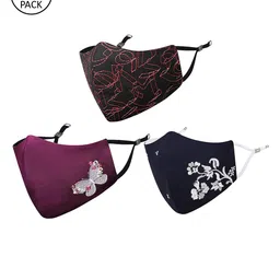 MASQ Pack of 3 Embroidered 4-Ply Reusable Pure Cotton Cloth Masks-20