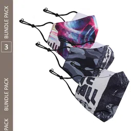KULTPRIT Pack Of 3 Printed Cotton Outdoor Masks-32