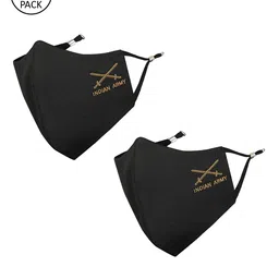 MASQ Men Olive Green Pack of 2 Embroidered 4-Ply Cloth Mask-54