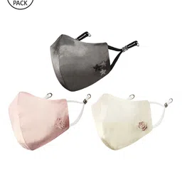 MASQ Pack of 3 Solid with Embroidered Detail 4-Ply Reusable Pure Cotton Cloth Masks-picture-23