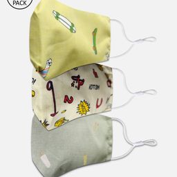 EL REGALO Kids Pack of 3 Printed 3-Ply Cotton Reusable Outdoor Cloth Masks-13
