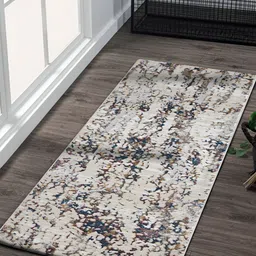 OBSESSIONS Cream Abstract-Printed Anti-Static Floor Runner-55