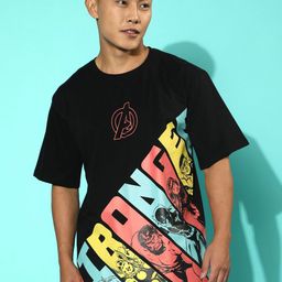 VEIRDO Black Avengers Printed Oversize Cotton T-shirt-image-20