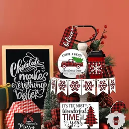 Babymoon Red 12 Pieces Tiered Tray Christmas Decoration Baby Photography Props-46