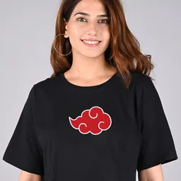 COMICSENSE Anime Naruto Akatsuki Cloud Printed Boxy Cotton Crop Top-image-34