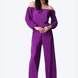 Popwings Polyester Self-Design Off-Shoulder Top & Palazzos-picture-39