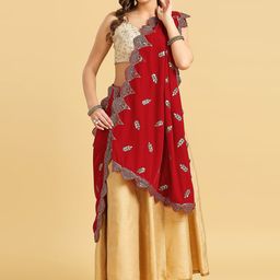 Dupatta Bazaar Embroidered Zardozi Velvet Dupatta-32